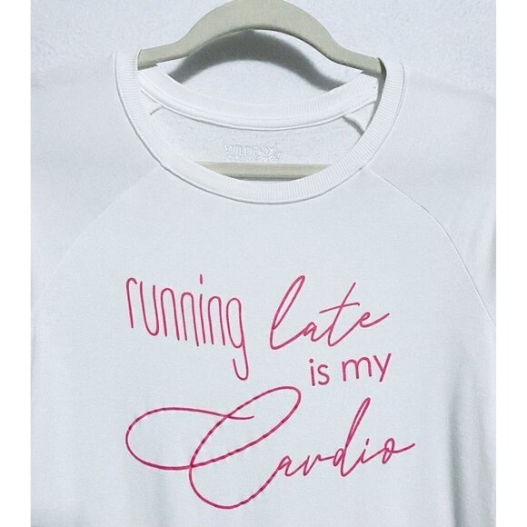 Wildfox Sweatshirt Womens Small Running Late is my Cardio Graphic Loungewear - Picture 3 of 6